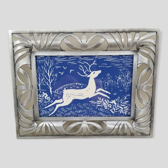 Vintage Greeting Card 5 1/2" x 3 1/2" Photo Easel Back Silvertone Picture Frame - Picture 4 of 8